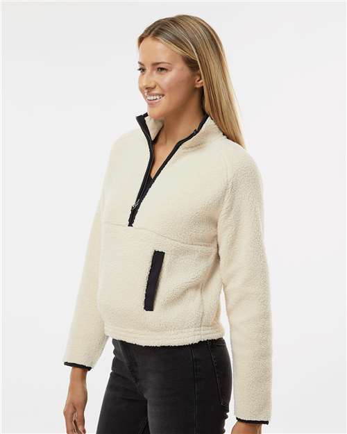 Boxercraft BW8501 Women's Everest Half-Zip Pullover - Natural/ Black - model side