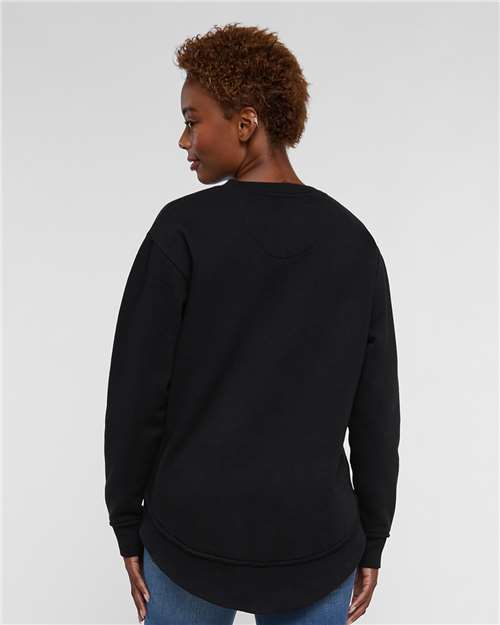 LAT 3525 Women's Weekend Crewneck Sweatshirt - Black - model back