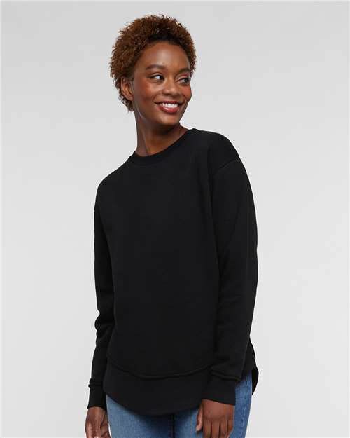 LAT 3525 Women's Weekend Crewneck Sweatshirt - Black - model front