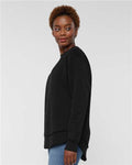 LAT 3525 Women's Weekend Crewneck Sweatshirt - Black - model side