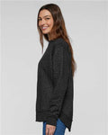 LAT 3525 Women's Weekend Crewneck Sweatshirt - Black Leopard - model side