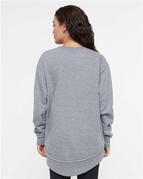 LAT 3525 Women's Weekend Crewneck Sweatshirt - Granite Heather - model back