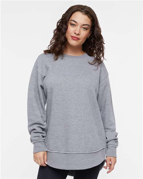 LAT 3525 Women's Weekend Crewneck Sweatshirt - Granite Heather - model front