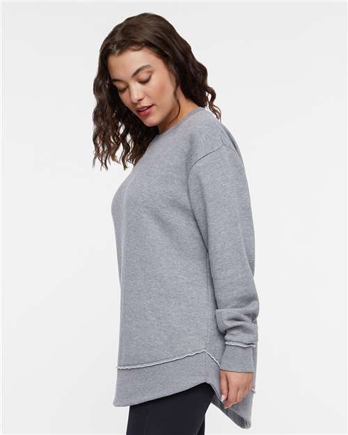 LAT 3525 Women's Weekend Crewneck Sweatshirt - Granite Heather - model side