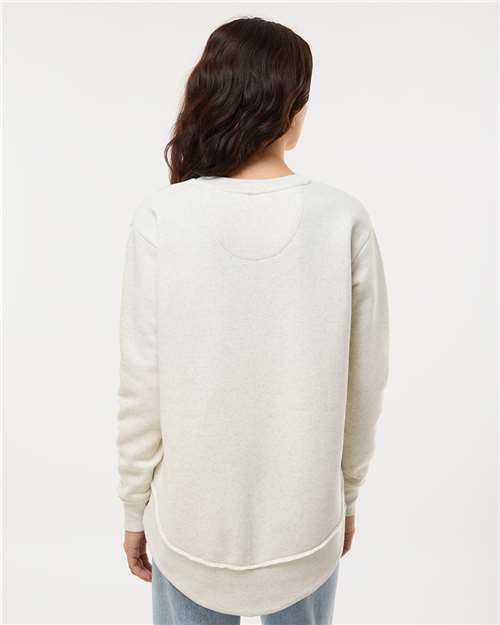 LAT 3525 Women's Weekend Crewneck Sweatshirt - Natural Heather - model back
