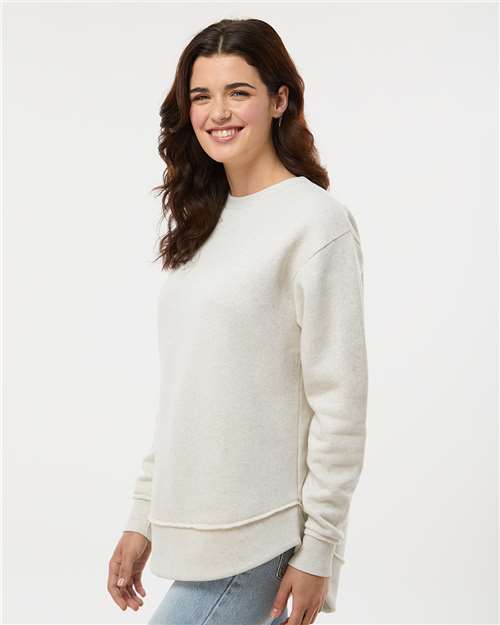 LAT 3525 Women's Weekend Crewneck Sweatshirt - Natural Heather - model side