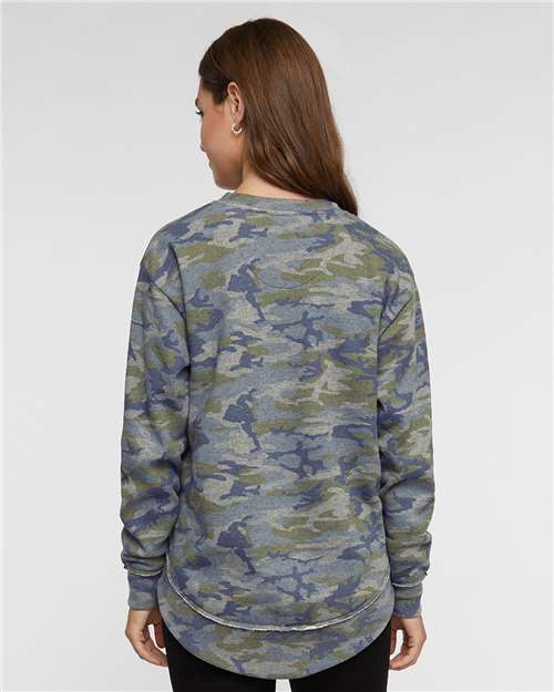 LAT 3525 Women's Weekend Crewneck Sweatshirt - Vintage Camo - model back