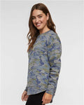 LAT 3525 Women's Weekend Crewneck Sweatshirt - Vintage Camo - model side