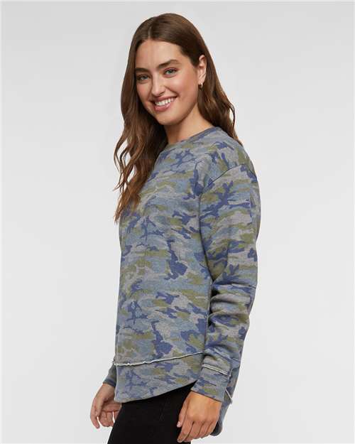 LAT 3525 Women's Weekend Crewneck Sweatshirt - Vintage Camo - model side