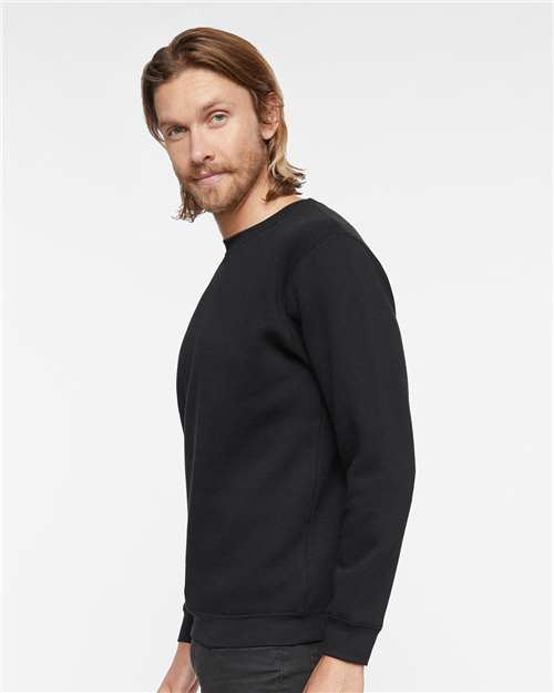 LAT 6925 Unisex Elevated Fleece Crewneck Sweatshirt - Black - model side