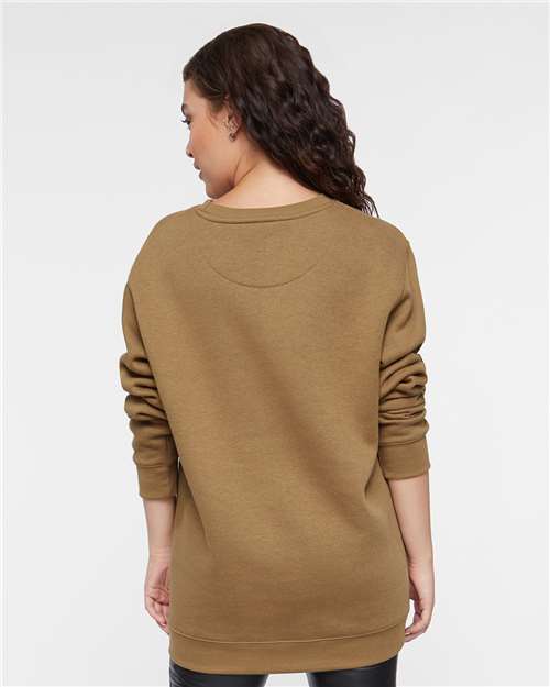 LAT 6925 Unisex Elevated Fleece Crewneck Sweatshirt - Coyote Brown - model back