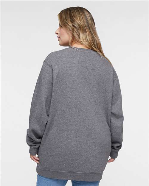 LAT 6925 Unisex Elevated Fleece Crewneck Sweatshirt - Granite Heather - model back