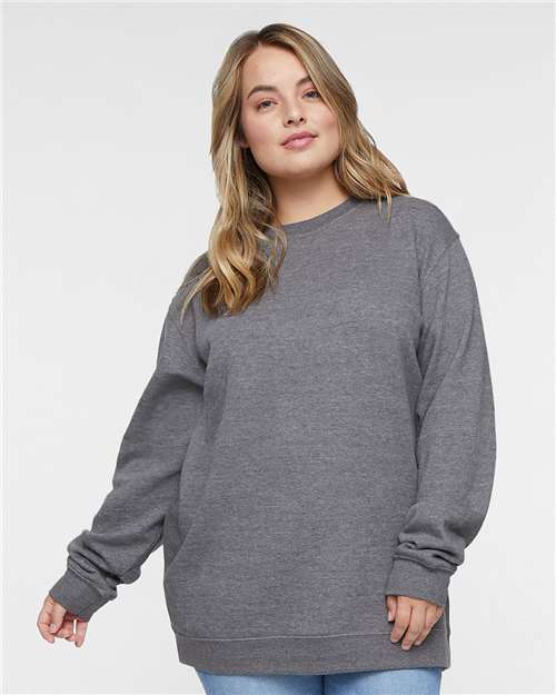 LAT 6925 Unisex Elevated Fleece Crewneck Sweatshirt - Granite Heather - model front