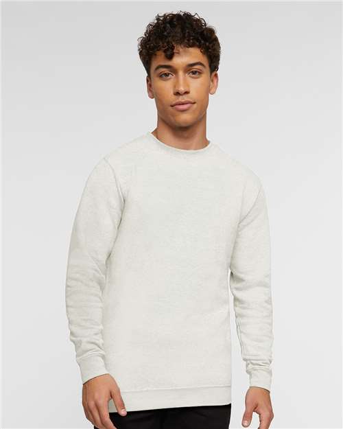 LAT 6925 Unisex Elevated Fleece Crewneck Sweatshirt - Natural Heather - model front