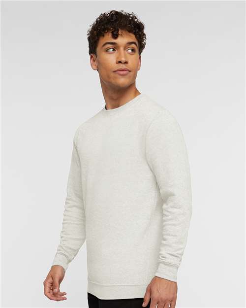 LAT 6925 Unisex Elevated Fleece Crewneck Sweatshirt - Natural Heather - model side