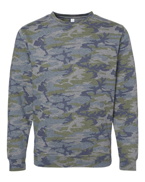 LAT 6925 Unisex Elevated Fleece Crewneck Sweatshirt - Vintage Camo - front