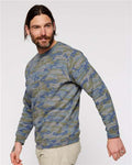 LAT 6925 Unisex Elevated Fleece Crewneck Sweatshirt - Vintage Camo - model side