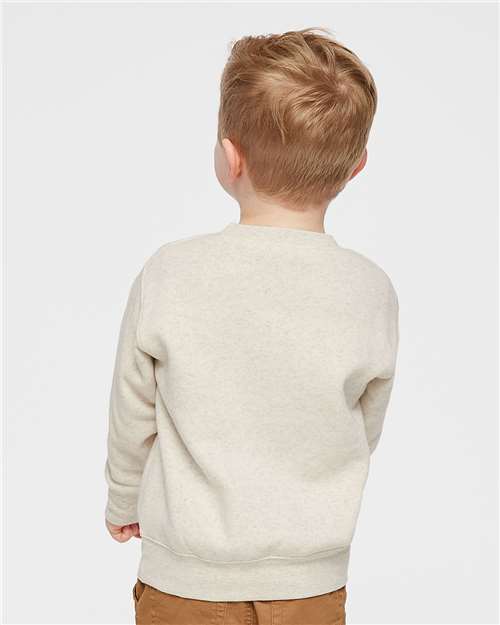 Rabbit Skins 3317 Toddler Fleece Crewneck Sweatshirt - Natural Heather - model back