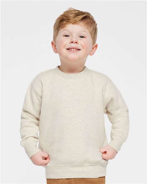 Rabbit Skins 3317 Toddler Fleece Crewneck Sweatshirt - Natural Heather - model front