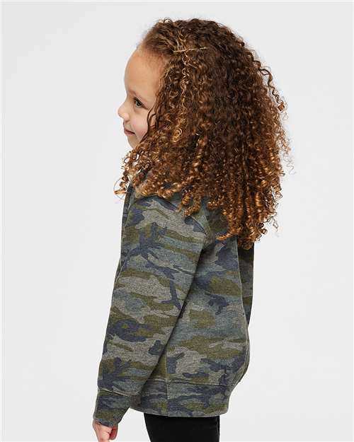 Rabbit Skins 3317 Toddler Fleece Crewneck Sweatshirt - Vintage Camo - model side
