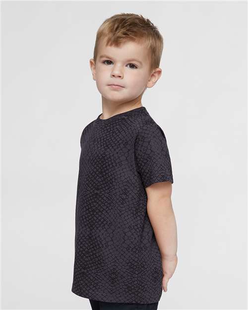 Rabbit Skins 3321 Toddler Fine Jersey Tee - Black Reptile - model side