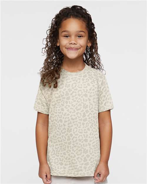 Rabbit Skins 3321 Toddler Fine Jersey Tee - Natural Leopard - model front