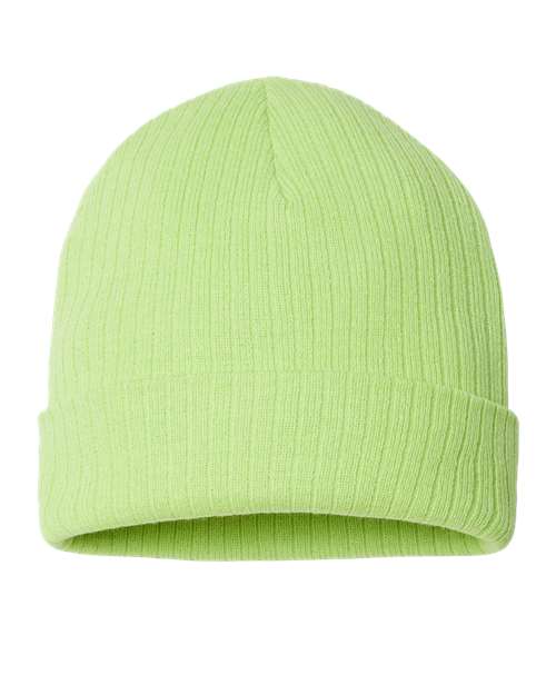 Atlantis Headwear RIO Sustainable Rib Cuffed Beanie - Acid Green - front