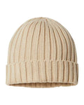 Atlantis Headwear SHORE Sustainable Cable Knit Cuffed Beanie - Light Beige - back