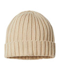 Atlantis Headwear SHORE Sustainable Cable Knit Cuffed Beanie - Light Beige - front