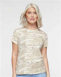LAT 3516 Women's Fine Jersey Tee - Natural Camo - model front