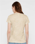 LAT 3516 Women's Fine Jersey Tee - Natural Leopard - model back