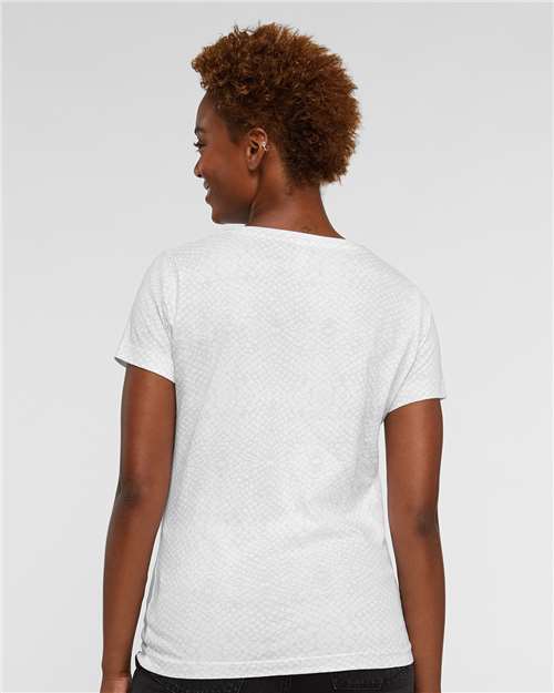 LAT 3516 Women's Fine Jersey Tee - White Reptile - model back
