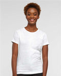 LAT 3516 Women's Fine Jersey Tee - White Reptile - model front