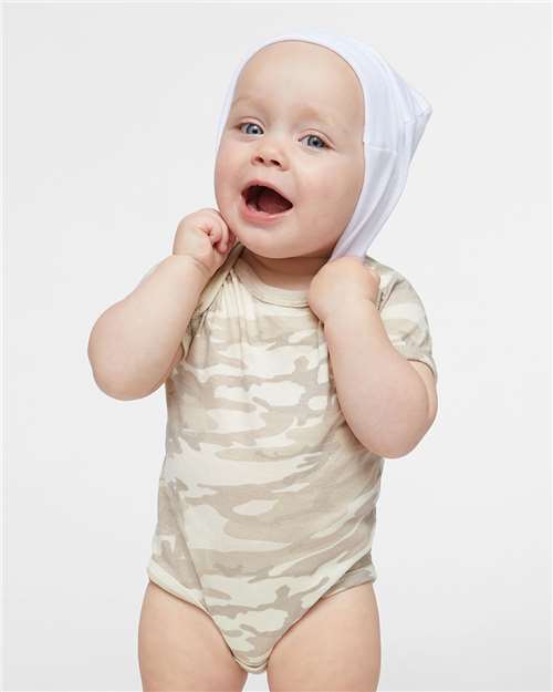 Rabbit Skins 4424 Infant Fine Jersey Bodysuit - Natural Camo - model front