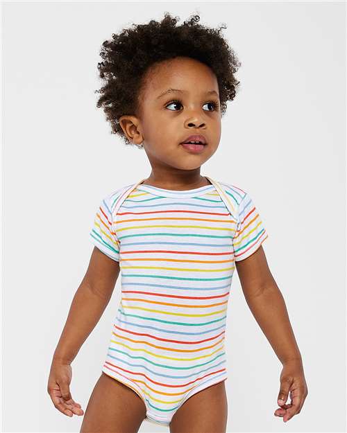 Rabbit Skins 4424 Infant Fine Jersey Bodysuit - Rainbow Stripe - model front