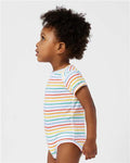 Rabbit Skins 4424 Infant Fine Jersey Bodysuit - Rainbow Stripe - model side