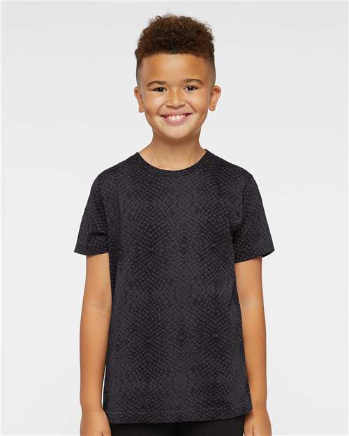 LAT 6101 Youth Fine Jersey Tee - Black Reptile - model front