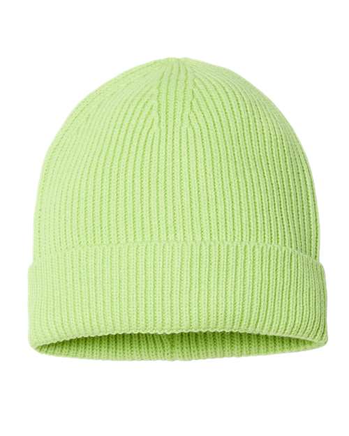 Atlantis Headwear ANDY Sustainable Fine Rib Cuffed Beanie - Acid Green - back
