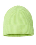 Atlantis Headwear ANDY Sustainable Fine Rib Cuffed Beanie - Acid Green - front