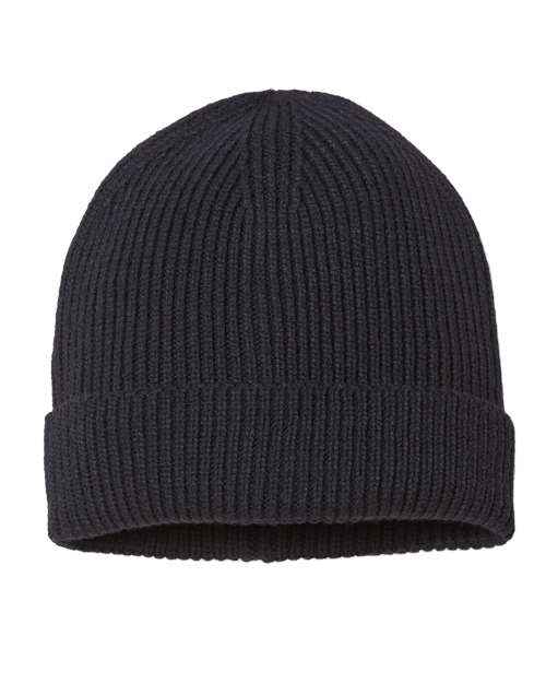 Atlantis Headwear ANDY Sustainable Fine Rib Cuffed Beanie - Black - back