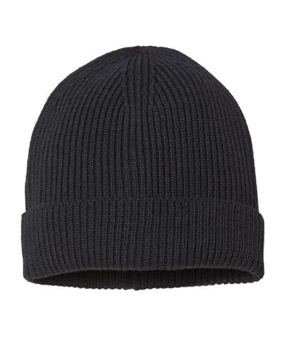 Atlantis Headwear ANDY Sustainable Fine Rib Cuffed Beanie - Black - front