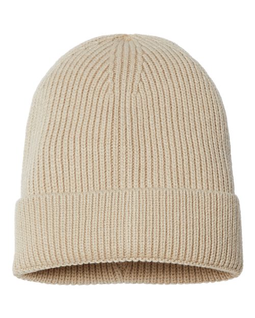 Atlantis Headwear ANDY Sustainable Fine Rib Cuffed Beanie - Light Beige - back