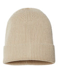 Atlantis Headwear ANDY Sustainable Fine Rib Cuffed Beanie - Light Beige - front