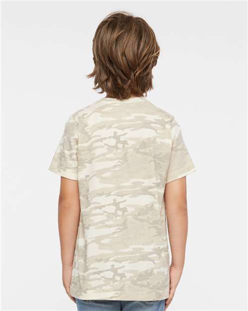 LAT 6101 Youth Fine Jersey Tee - Natural Camo - model back