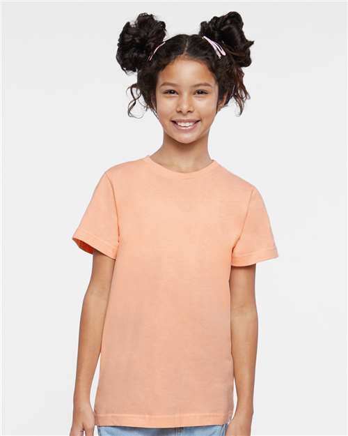 LAT 6101 Youth Fine Jersey Tee - Peachy - model front
