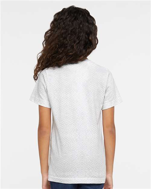 LAT 6101 Youth Fine Jersey Tee - White Reptile - model back