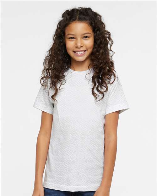 LAT 6101 Youth Fine Jersey Tee - White Reptile - model front