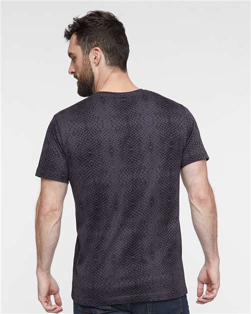 LAT 6901 Unisex Fine Jersey Tee - Black Reptile - model back