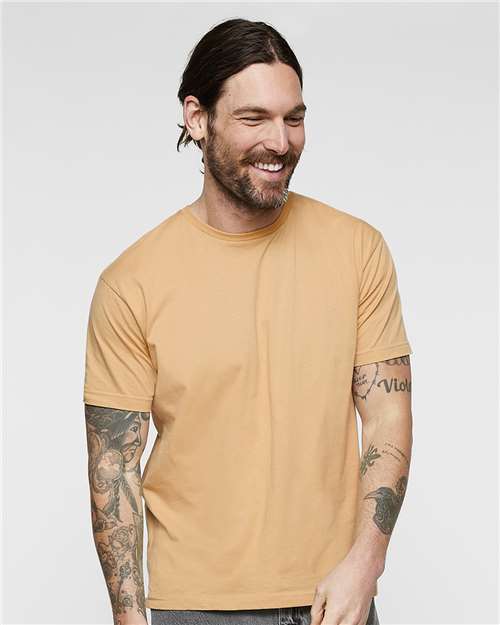 LAT 6901 Unisex Fine Jersey Tee - Latte - model front