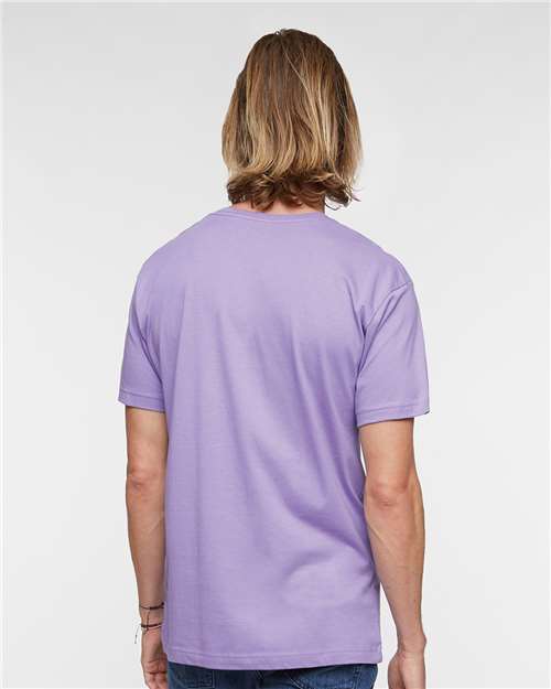 LAT 6901 Unisex Fine Jersey Tee - Lavender - model back
